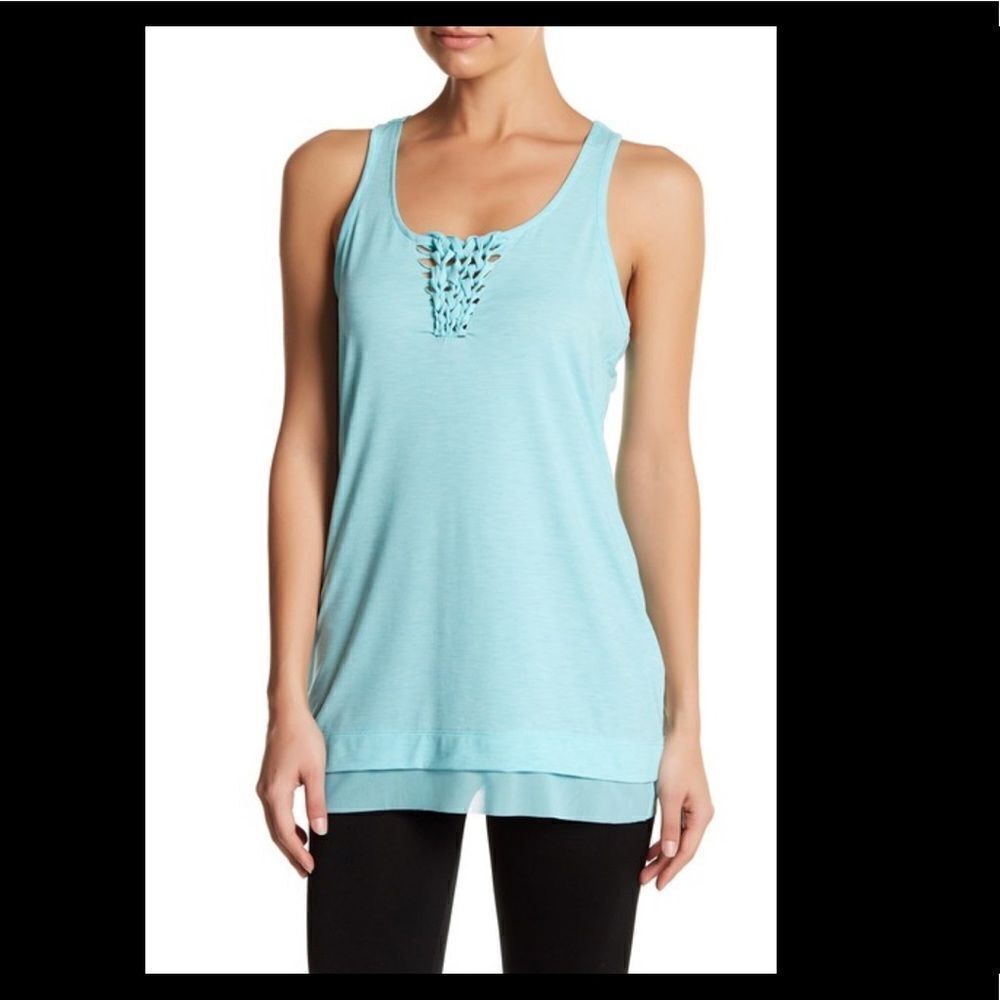 New NANETTE LEPORE Braided Tank Top Aqua Blue S